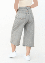 شلوار جین بگ کوتاه آبی طوسی - Image 5