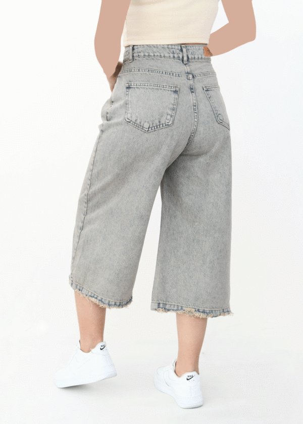 شلوار جین بگ کوتاه آبی طوسی - Image 5