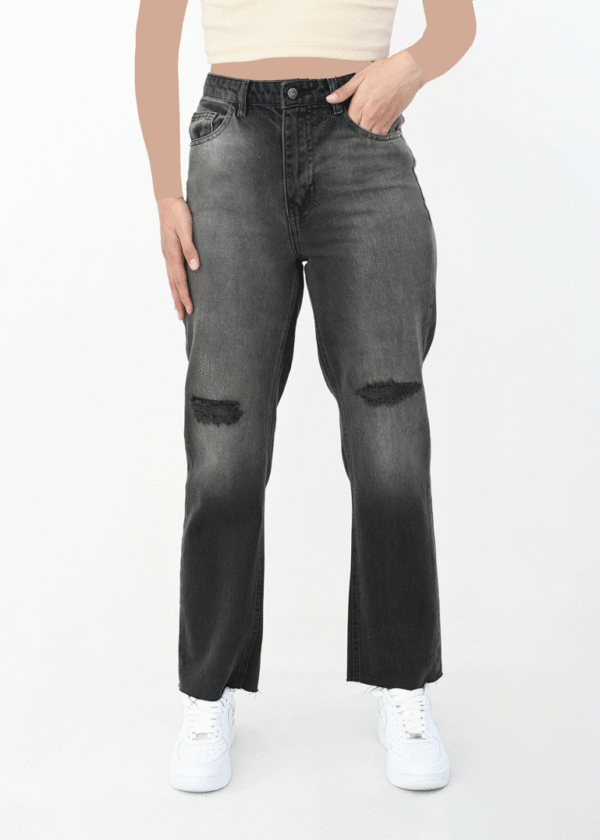 شلوار جین پایین کات استریت ذغالی زارا - Image 3