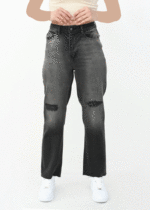 شلوار جین پایین کات استریت ذغالی زارا - Image 4