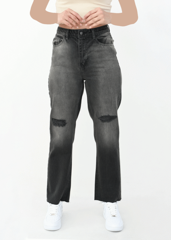 شلوار جین پایین کات استریت ذغالی زارا - Image 4