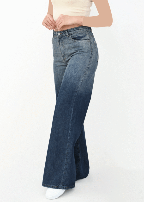 شلوار فول بگ جین آبی تیره - Image 4