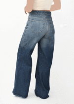 شلوار فول بگ جین آبی تیره - Image 5