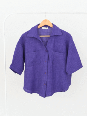 شومیز آستین سه ربع دکمه دار