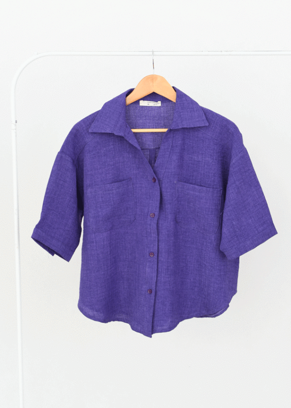 شومیز-ساده-استین-سه-ربع--(3) شومیز آستین سه ربع دکمه دار - Image 1