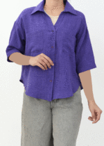 شومیز آستین سه ربع دکمه دار - Image 6