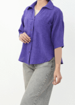 شومیز آستین سه ربع دکمه دار - Image 5