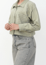 شومیز راه راه کراپ رنگی - Image 3