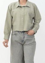 شومیز راه راه کراپ رنگی - Image 4