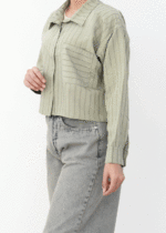 شومیز راه راه کراپ رنگی - Image 5