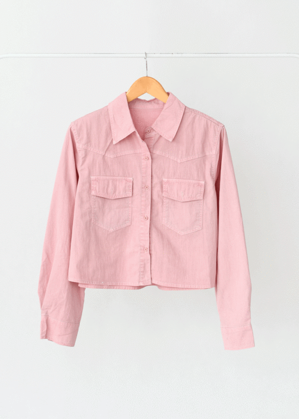 کت-کوتاه-وارداتی--(8) پیراهن جلو دکمه جیب دار - Image 1