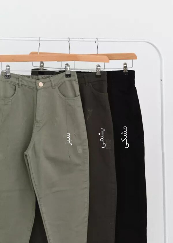 Slide1 شلوار کتان مام فیت پشت کش - Image 2