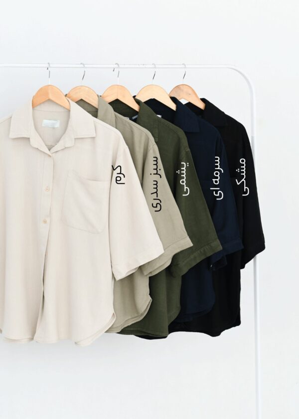 شومیز لینن حصیری آستین سه ربع - Image 2