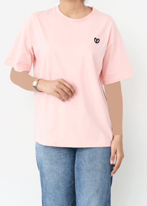 تیشرت گلدوزی قلب چسبیده - Image 3