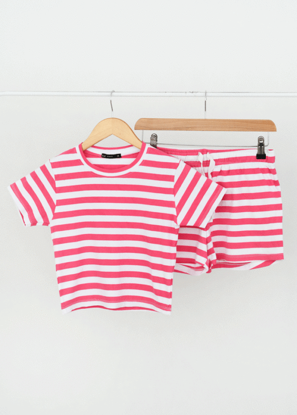 ست تیشرت و شورتک راه راه کبریتی - Image 1