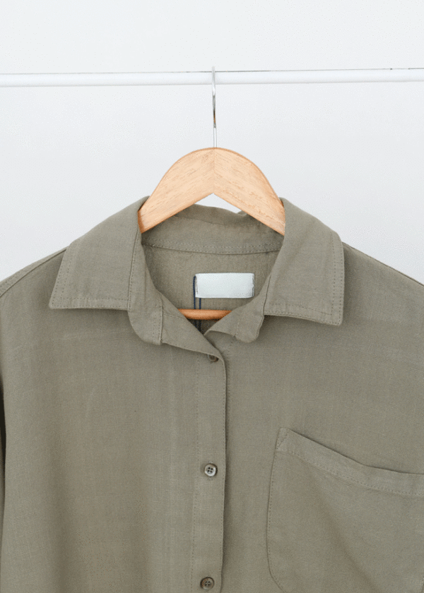 شومیز لینن حصیری آستین سه ربع - Image 3