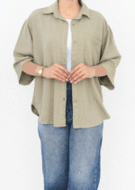 شومیز لینن حصیری آستین سه ربع - Image 5