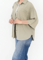 شومیز لینن حصیری آستین سه ربع - Image 6