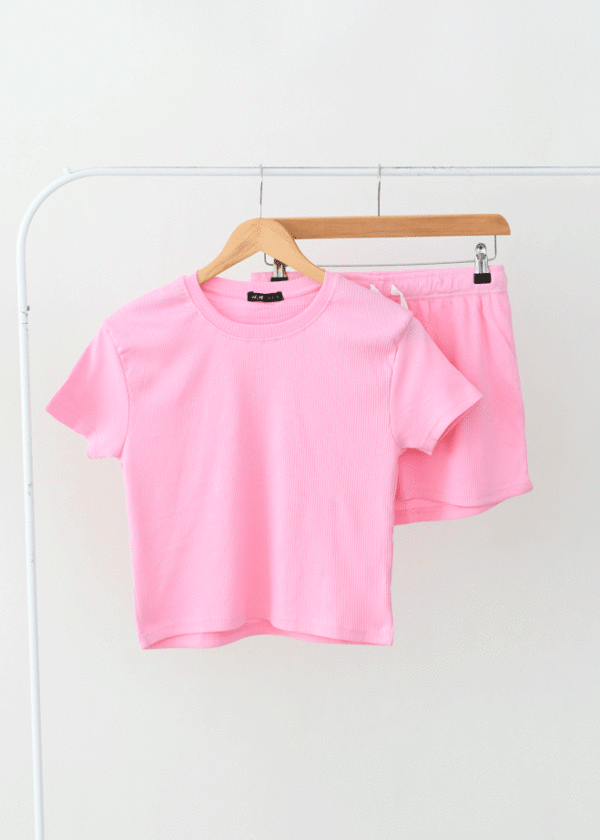 DSC_7807 ست تیشرت و شورتک کبریتی رنگی - Image 1