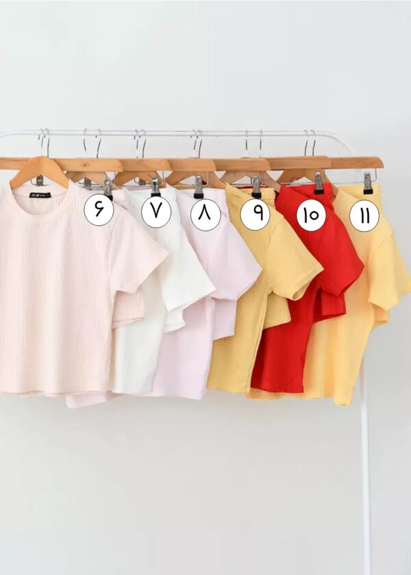 Slide2 ست تیشرت و شورتک کبریتی رنگی - Image 3