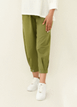 شلوار لینن مام فیت پایین چسبی