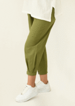 شلوار لینن مام فیت پایین چسبی - Image 7