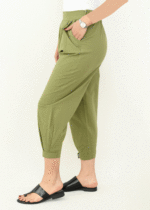 شلوار لینن مام فیت پایین چسبی - Image 5