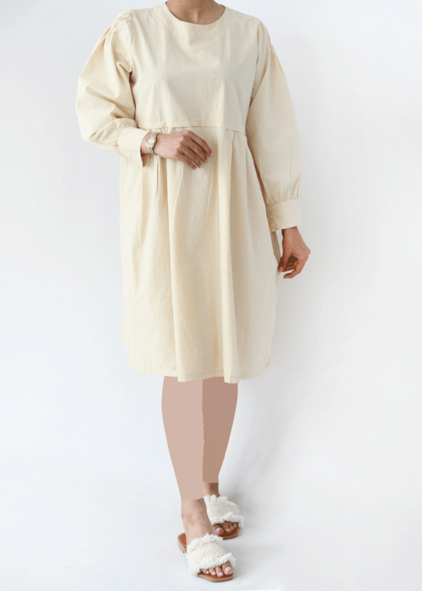 پیراهن بلند سرشانه دکمه دار وارداتی - Image 4