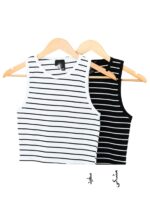 کراپ تاپ راه راه سفید مشکی - Image 2