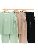 ست تیشرت و شلوار پاستلی گل - Image 2