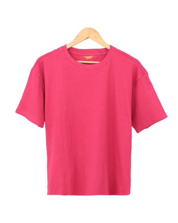 تیشرت-کشی-یقه-گرد--(12) تیشرت زنانه بیسیک کبریتی - Image 1