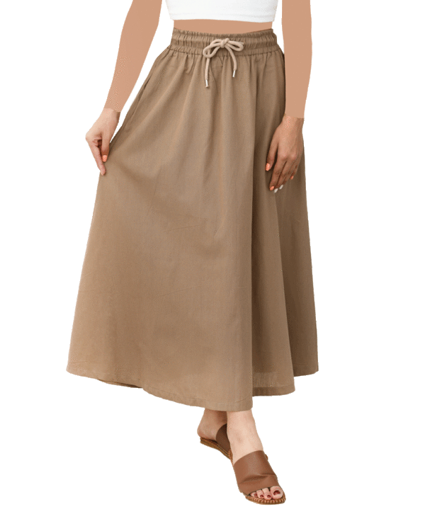 دامن-کمر-کش-لینن-(5) دامن لینن نیم کلوش - Image 3