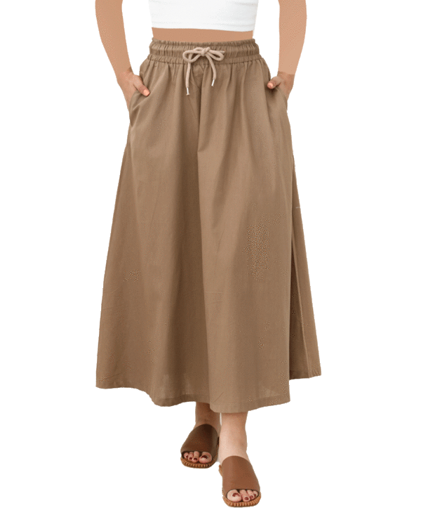 دامن-کمر-کش-لینن-(8) دامن لینن نیم کلوش - Image 5