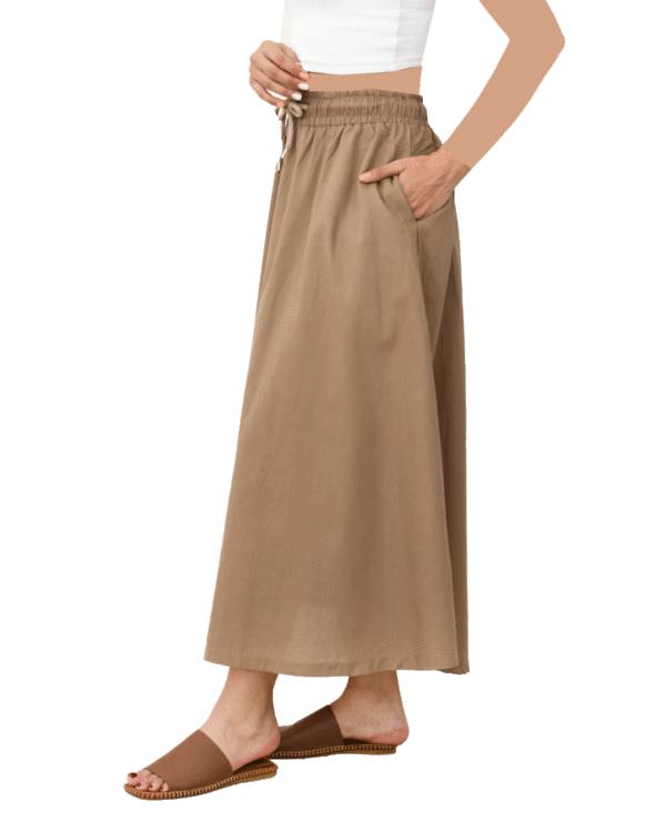 دامن-کمر-کش-لینن-(9) دامن لینن نیم کلوش - Image 6