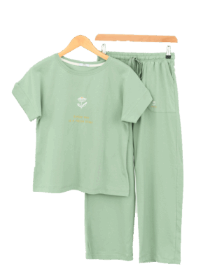 ست تیشرت و شلوار پاستلی گل