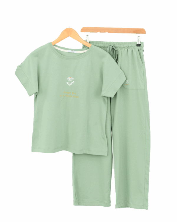 ست تیشرت و شلوار پاستلی گل - Image 1