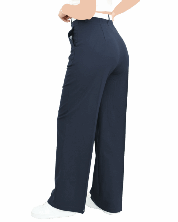 شلوار بزه یاق کمر ریش سرمه ای تیره - Image 3