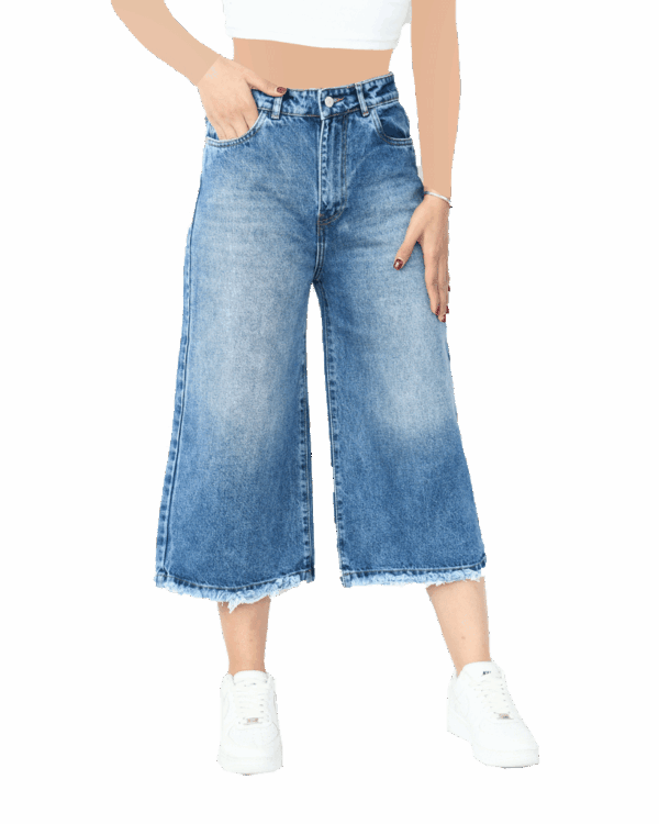 شلوار جین شورت بگ آبی - Image 2