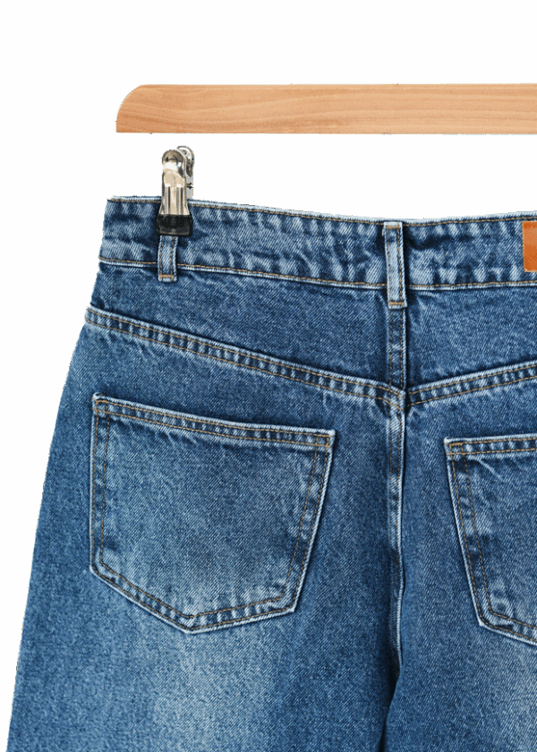 شلوار جین شورت بگ آبی - Image 5