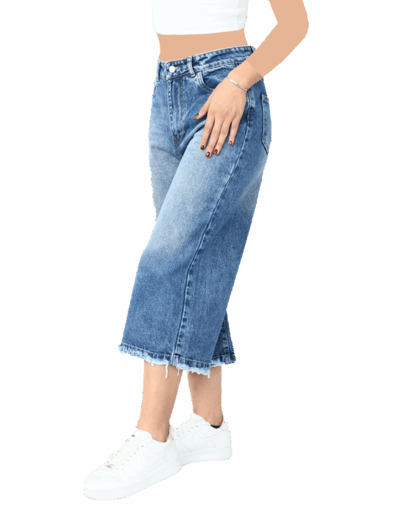 شلوار جین شورت بگ آبی - Image 4