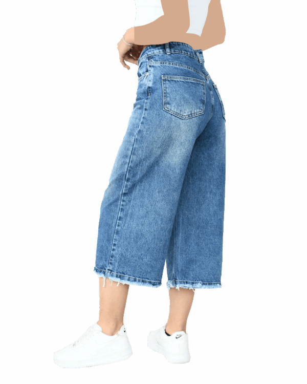 شلوار جین شورت بگ آبی - Image 3