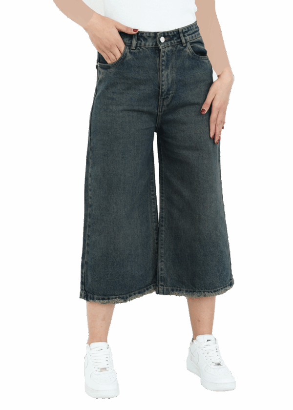 شلوار شورت بگ آبی کثیف - Image 4