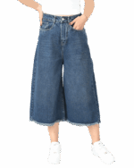 شلوار شورت بگ جین سرمه ای پایین ریش - Image 2