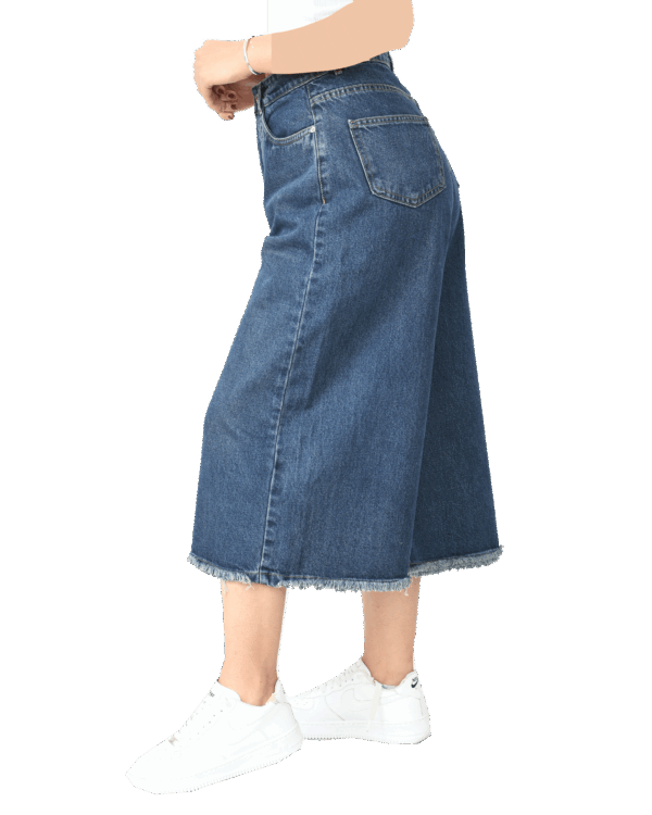 شلوار شورت بگ جین سرمه ای پایین ریش - Image 4