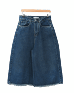 شلوار شورت بگ جین سرمه ای پایین ریش