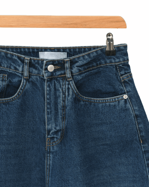 شلوار شورت بگ جین سرمه ای پایین ریش - Image 6