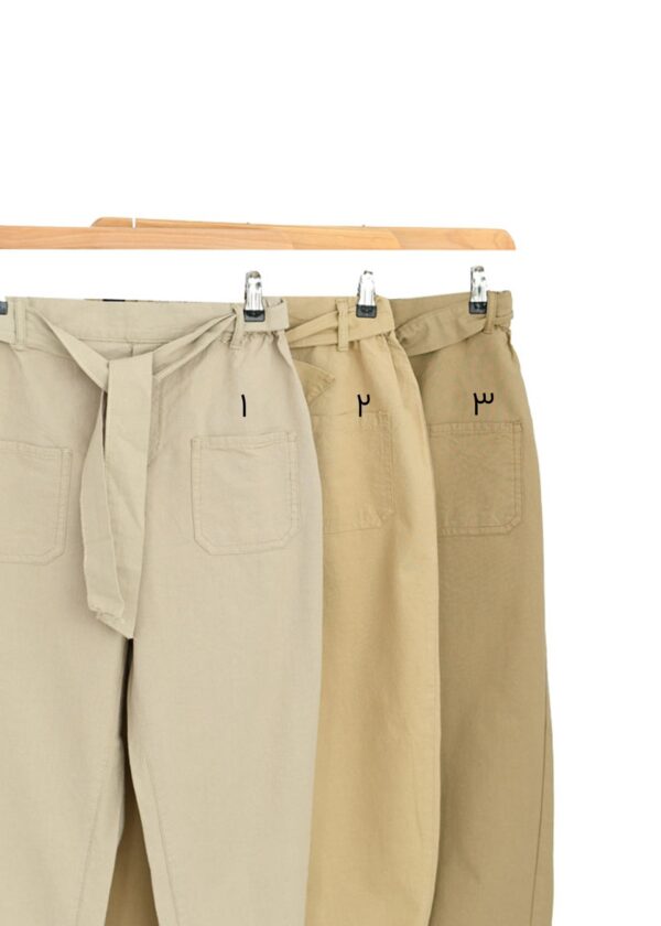 شلوار لینن کمربند دار - Image 2