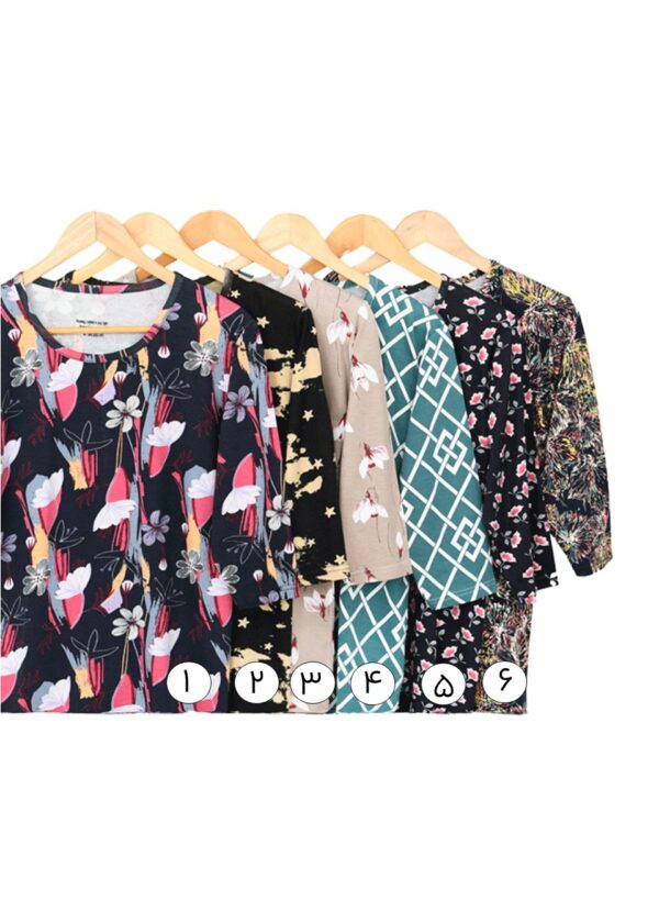 بلوز استین سه ربع طرح دار - Image 2