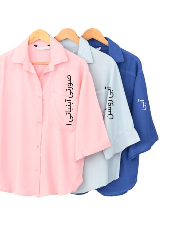 شومیز لینن اسلپ رنگی - Image 2