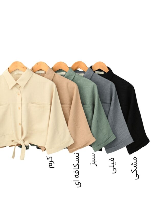 شومیز گره ای جیب دار - Image 2